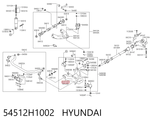 Важіль передньої підвіски нижній, лівий 54512H1002 Hyundai/Kia