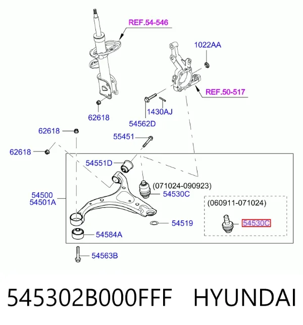 Кульова опора, нижня 545302B000FFF Hyundai/Kia