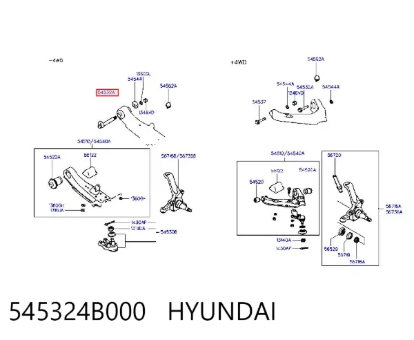 Болт переднього важеля, нижнього 545324B000 Hyundai/Kia