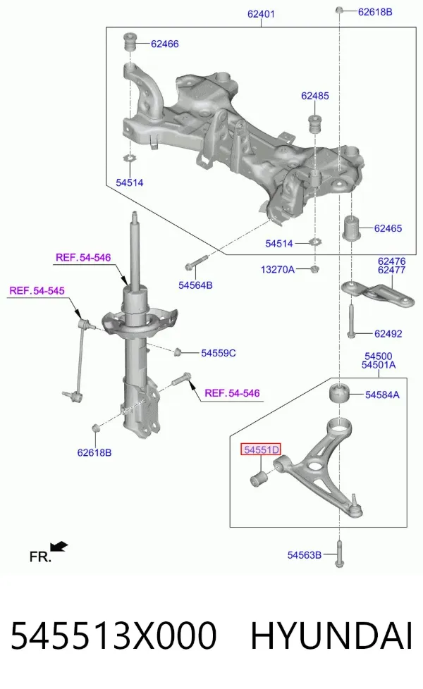 Сайлентблок переднього важеля 545513X000 Hyundai/Kia