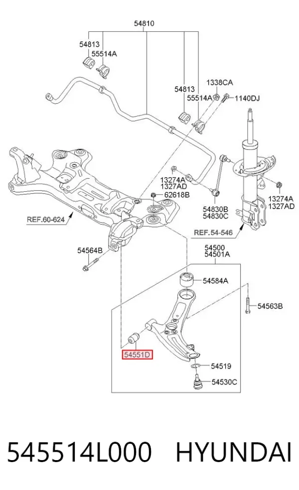 Сайлентблок переднього важеля 545514L000 Hyundai/Kia