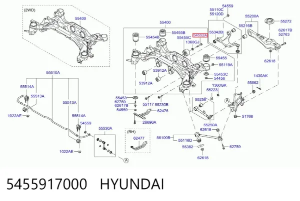 Болт переднього важеля, нижнього 5455917000 Hyundai/Kia