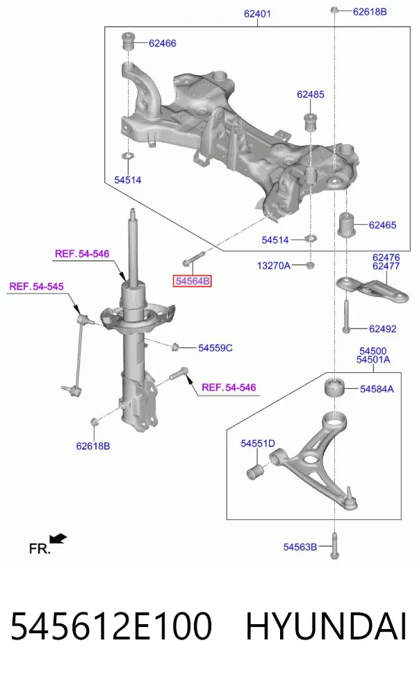 Болт переднього важеля, нижнього 545612E100 Hyundai/Kia