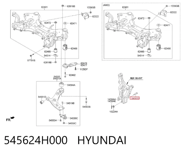 Болт кріплення передньої кульової опори до цапфи 545624H000 Hyundai/Kia