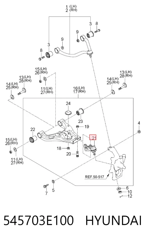 Кульова опора, нижня 545703E100 Hyundai/Kia
