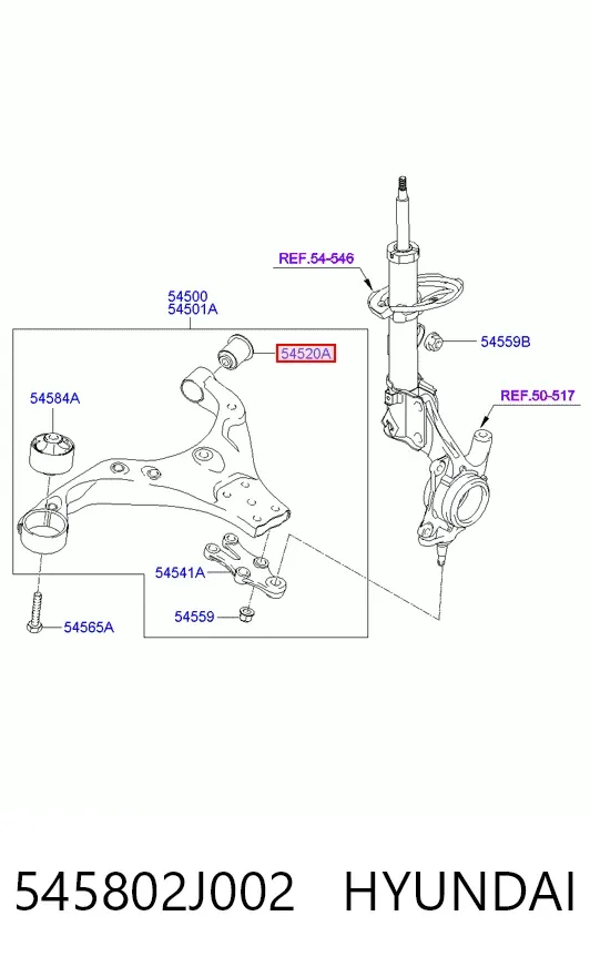 Сайлентблок переднього важеля 545802J002 Hyundai/Kia
