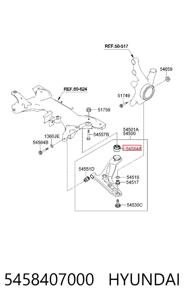 Сайлентблок переднього важеля 5458407000 Hyundai/Kia