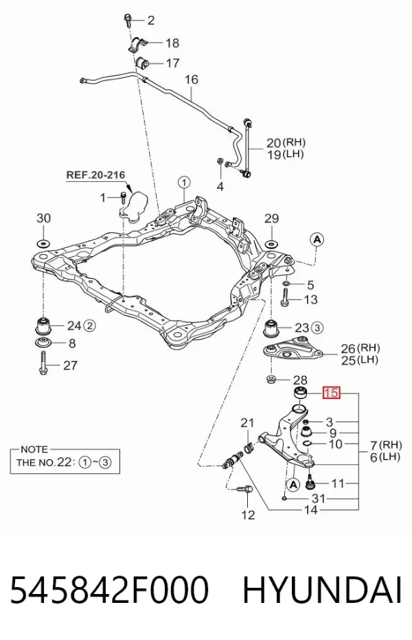 Сайлентблок переднього важеля 545842F000 Hyundai/Kia