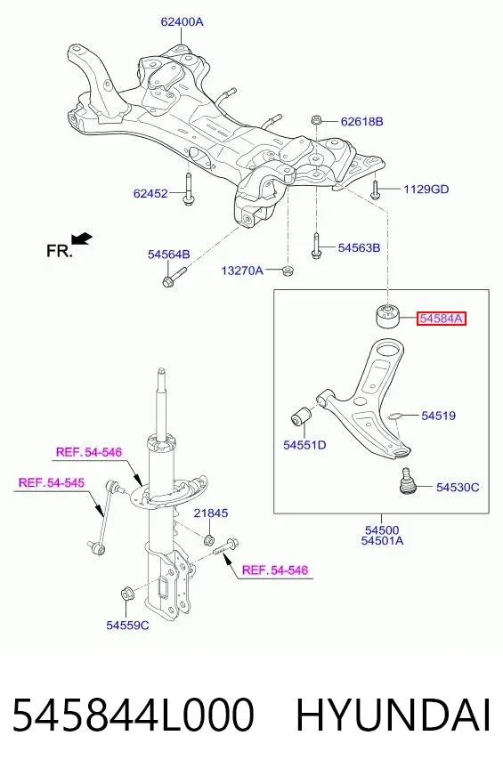 Сайлентблок переднього важеля 545844L000 Hyundai/Kia