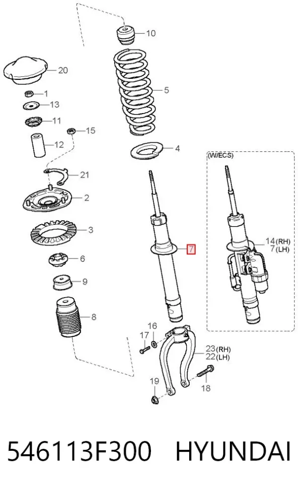 Амортизатора передній лівий 546113F300 Hyundai/Kia