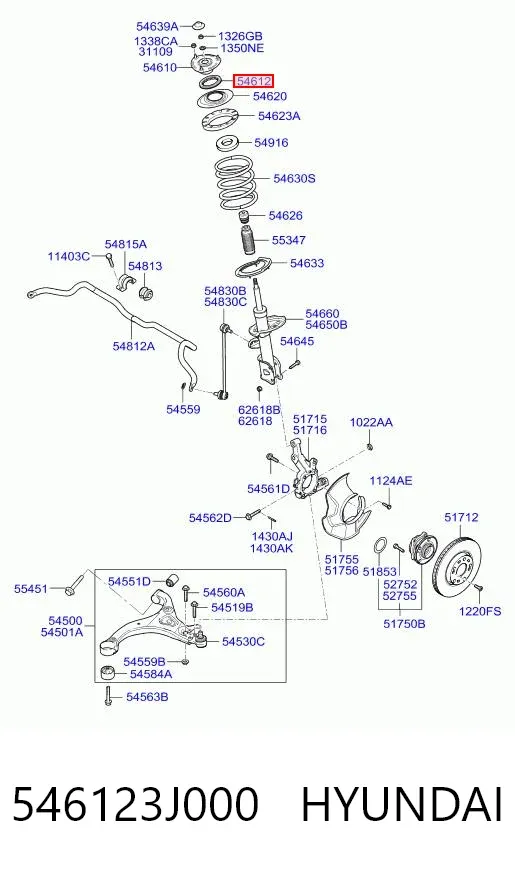 Підшипник опорний амортизатора, переднього 546123J000 Hyundai/Kia