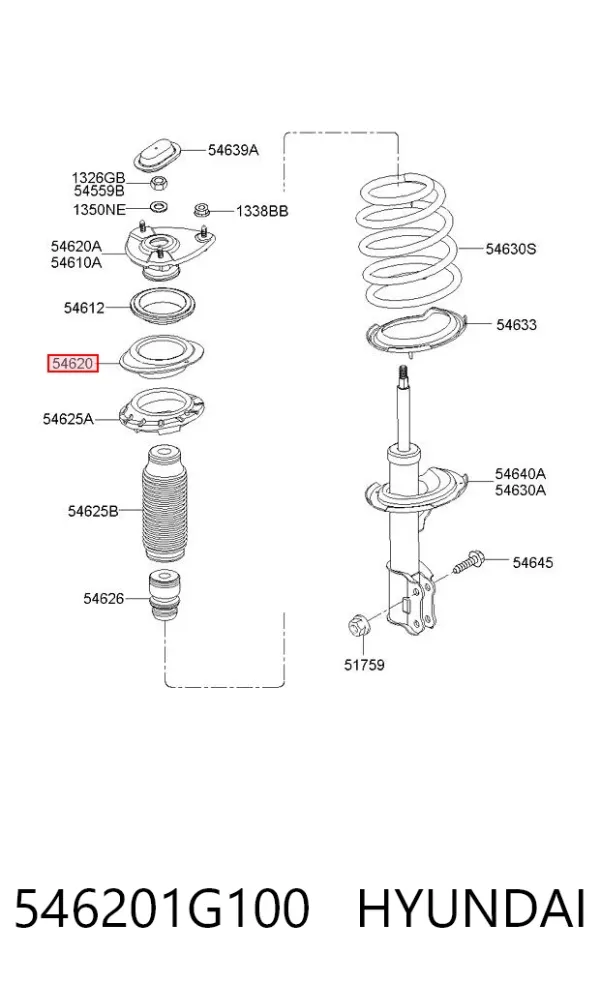 Опорна чашка передньої пружини, верхня 546201G100 Hyundai/Kia