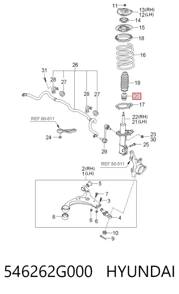 Буфер-відбійник амортизатора переднього 546262G000 Hyundai/Kia