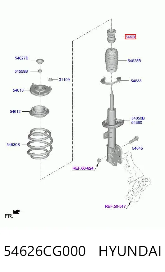 Буфер-відбійник амортизатора переднього 54626CG000 Hyundai/Kia