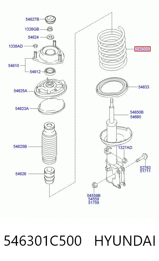 Пружина передня 546301C500 Hyundai/Kia
