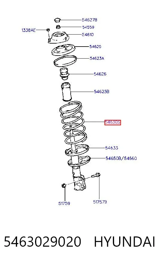 Пружина передня 5463029020 Hyundai/Kia