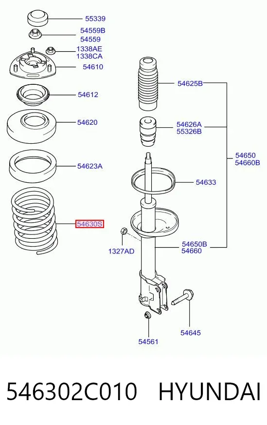 Пружина передня 546302C010 Hyundai/Kia