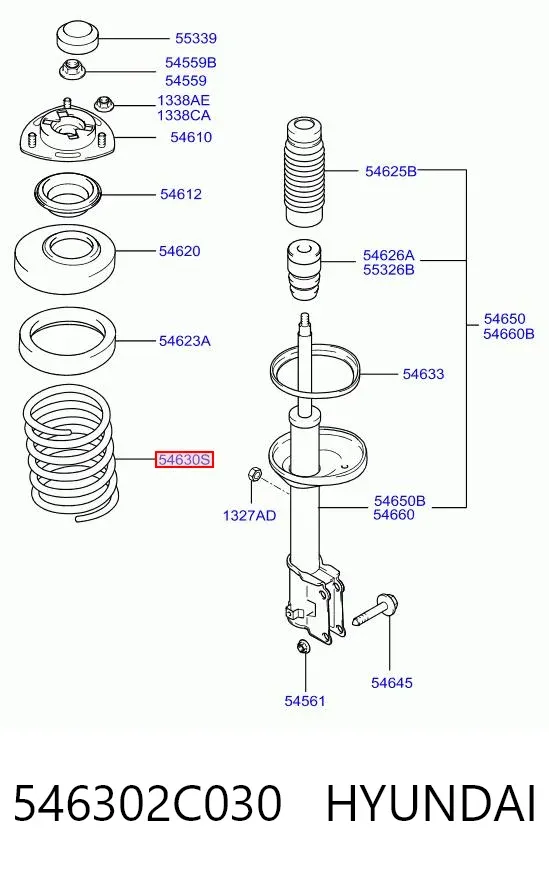 Пружина передня 546302C030 Hyundai/Kia