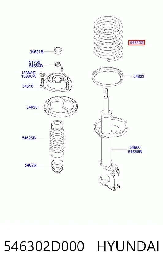 Пружина передня 546302D000 Hyundai/Kia