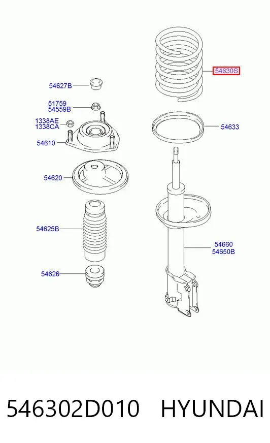 Пружина передня 546302D010 Hyundai/Kia
