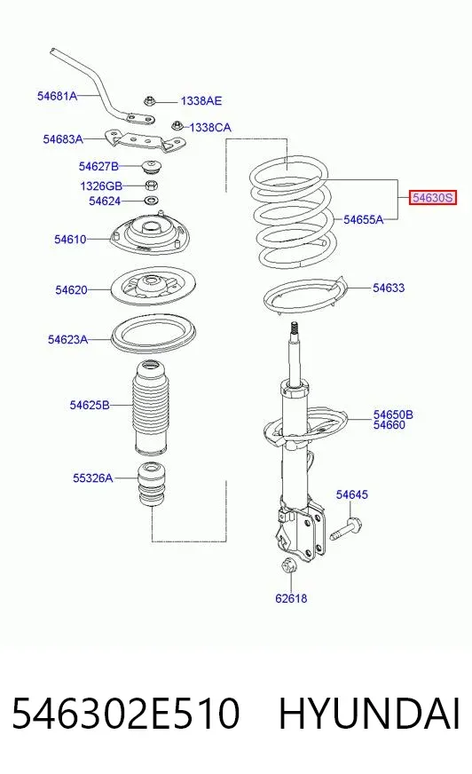 Пружина передня 546302E510 Hyundai/Kia