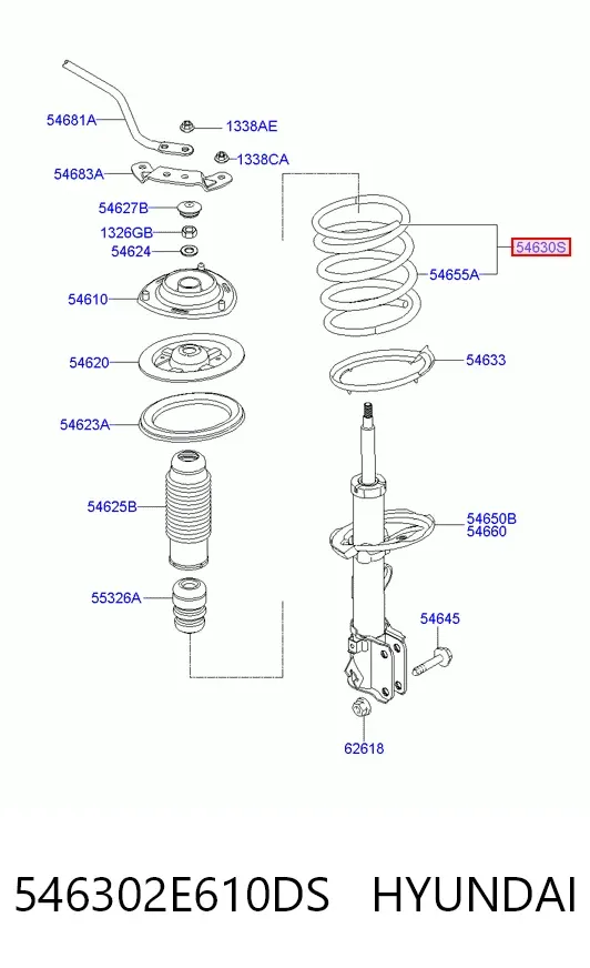 Пружина передня 546302E610DS Hyundai/Kia