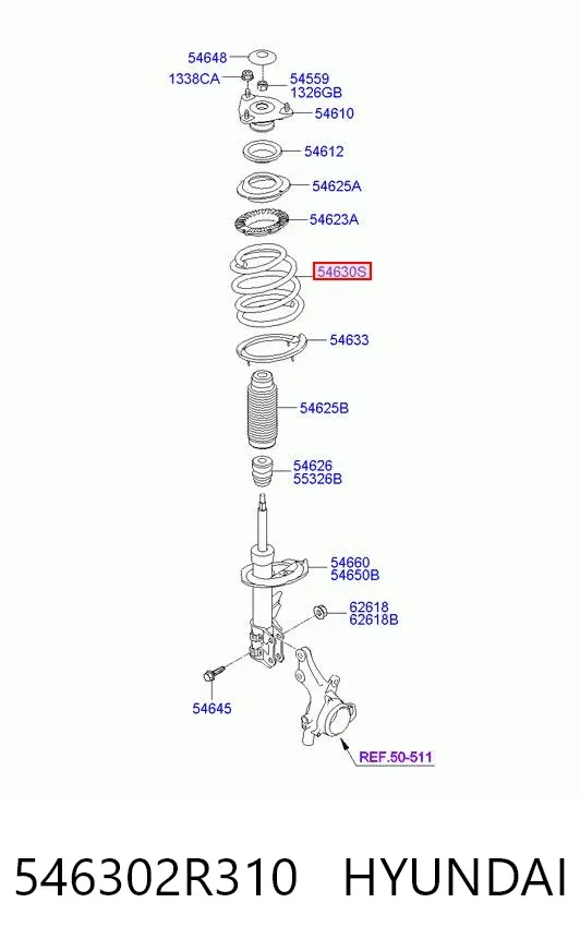 Пружина передня 546302R310 Hyundai/Kia