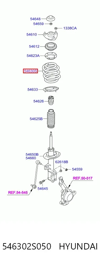 Пружина передня 546302S050 Hyundai/Kia