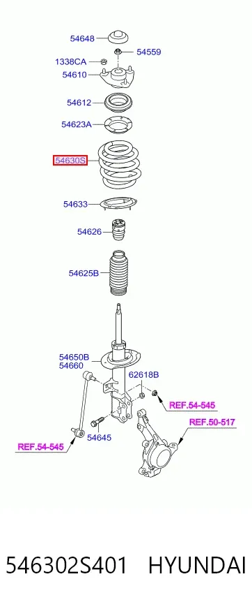 Пружина передня 546302S401 Hyundai/Kia