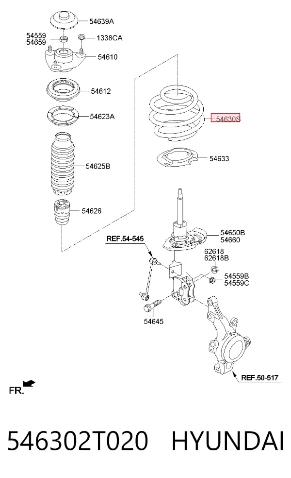 Пружина передня 546302T020 Hyundai/Kia