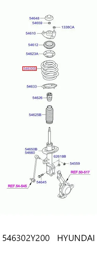 Пружина передня 546302Y200 Hyundai/Kia