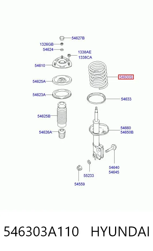 Пружина передня 546303A110 Hyundai/Kia