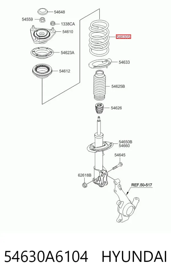 Пружина передня 54630A6104 Hyundai/Kia