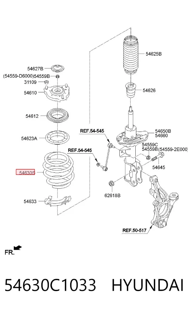 Пружина передня 54630C1033 Hyundai/Kia