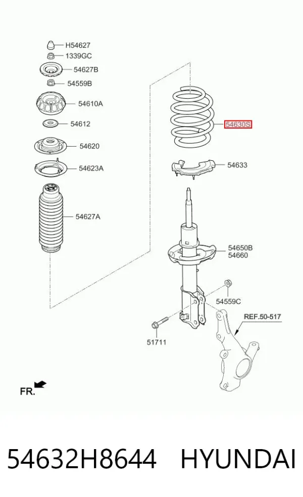 Пружина передня 54632H8644 Hyundai/Kia