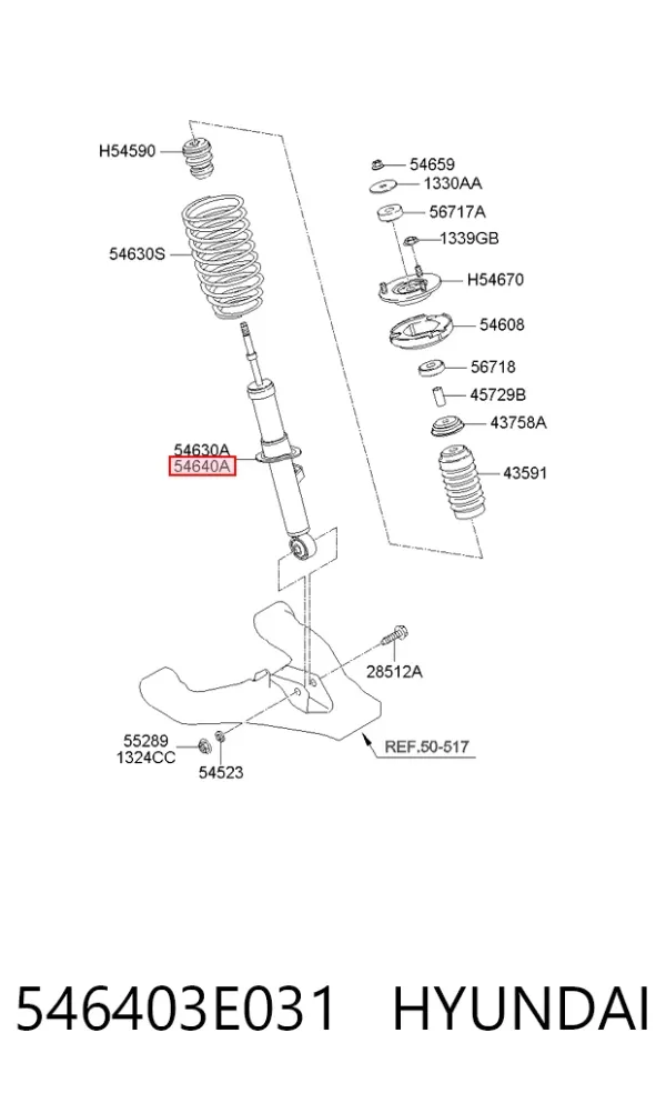 Амортизатор передній, правий 546403E031 Hyundai/Kia