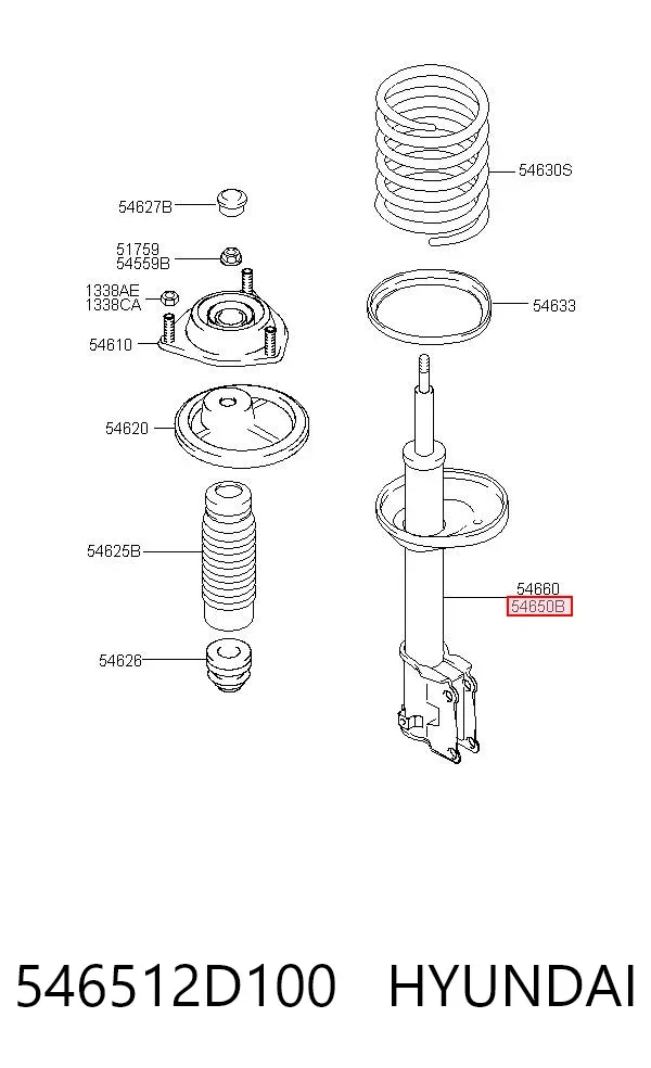 Амортизатора передній лівий 546512D100 Hyundai/Kia