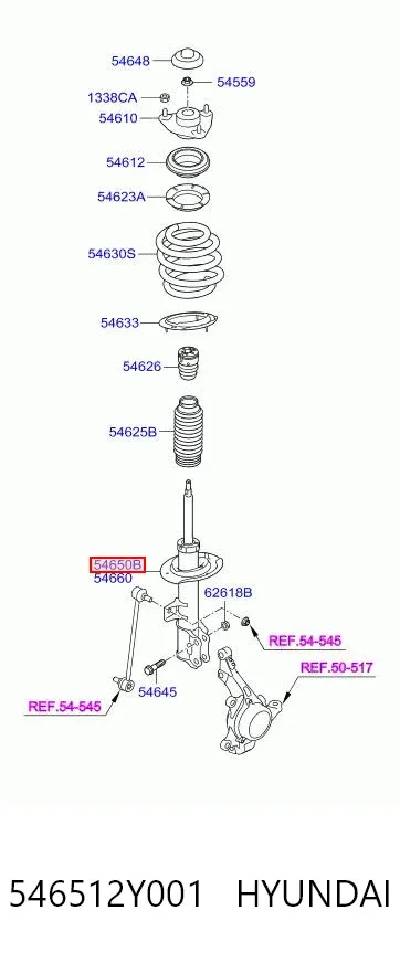 Амортизатора передній лівий 546512Y001 Hyundai/Kia