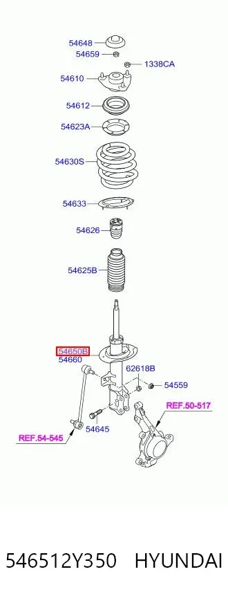 Амортизатора передній лівий 546512Y350 Hyundai/Kia