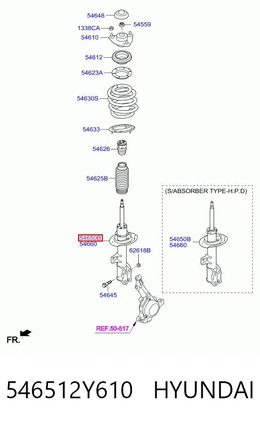Амортизатора передній лівий 546512Y610 Hyundai/Kia