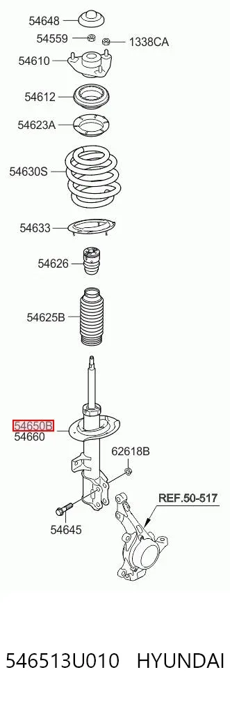 Амортизатора передній лівий 546513U010 Hyundai/Kia