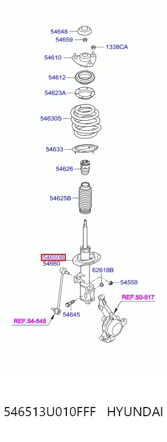 Амортизатора передній лівий 546513U010FFF Hyundai/Kia