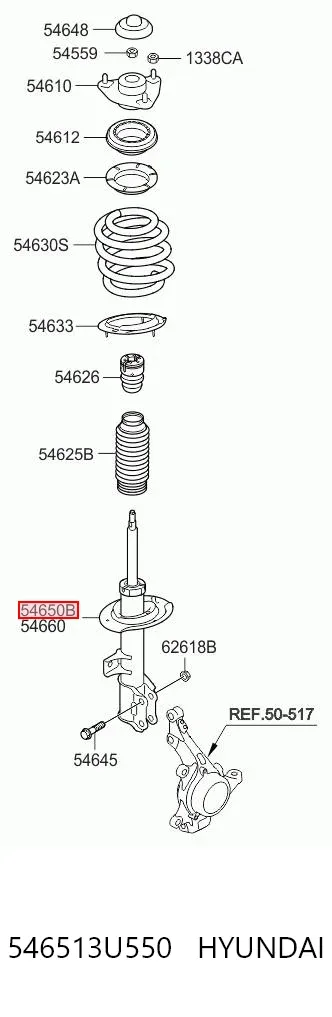 Амортизатора передній лівий 546513U550 Hyundai/Kia
