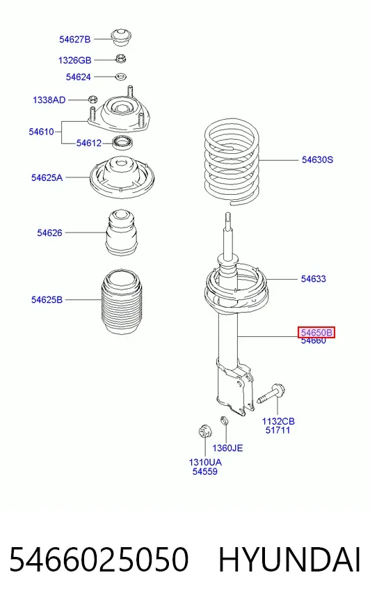 Амортизатор передній, правий 5466025050 Hyundai/Kia