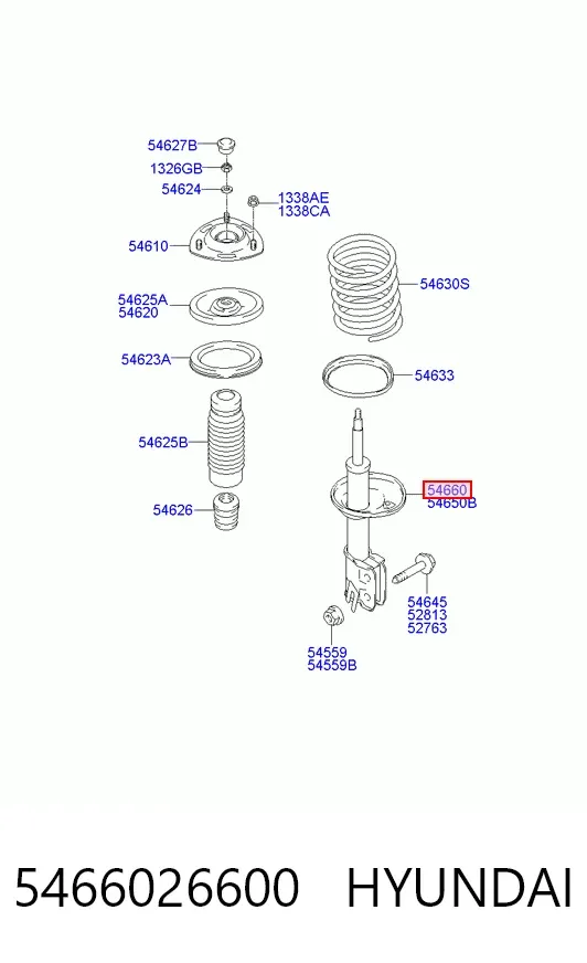 Амортизатор передній, правий 5466026600 Hyundai/Kia