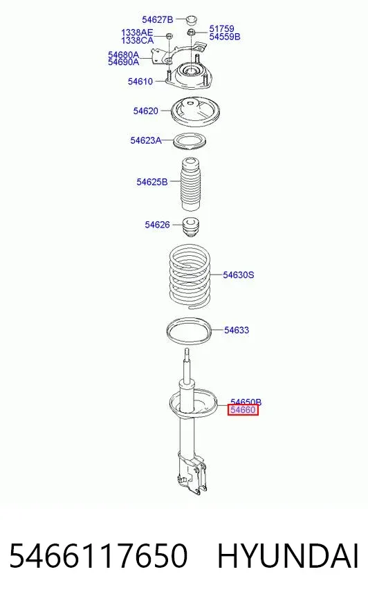 Амортизатор передній, правий 5466117650 Hyundai/Kia