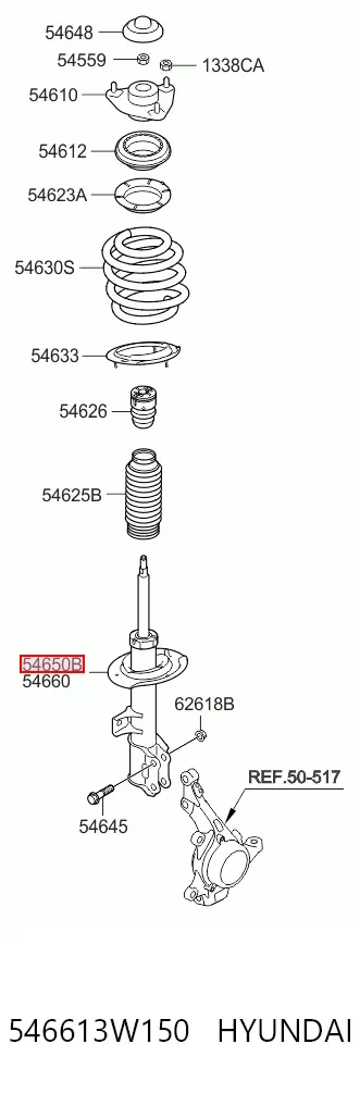 Амортизатора передній лівий 546613W150 Hyundai/Kia