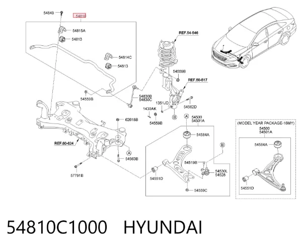 Передній стабілізатор Hyundai Sonata VII