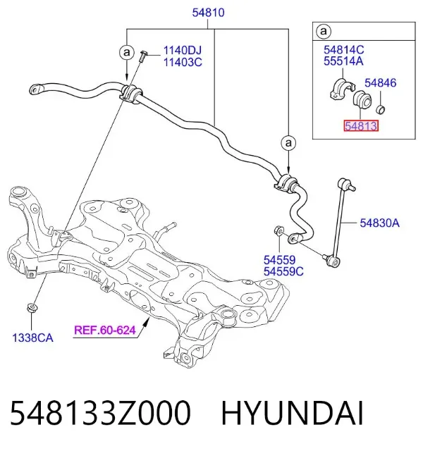 Втулка переднього стабілізатора 548133Z000 Hyundai/Kia