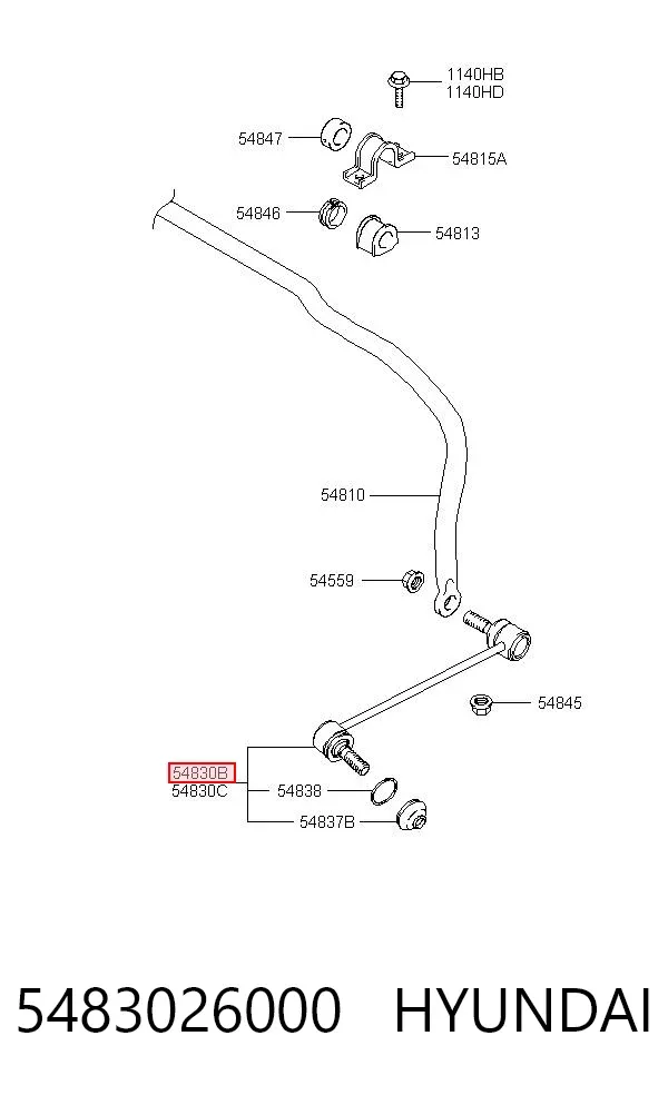Стійка стабілізатора переднього, ліва 5483026000 Hyundai/Kia
